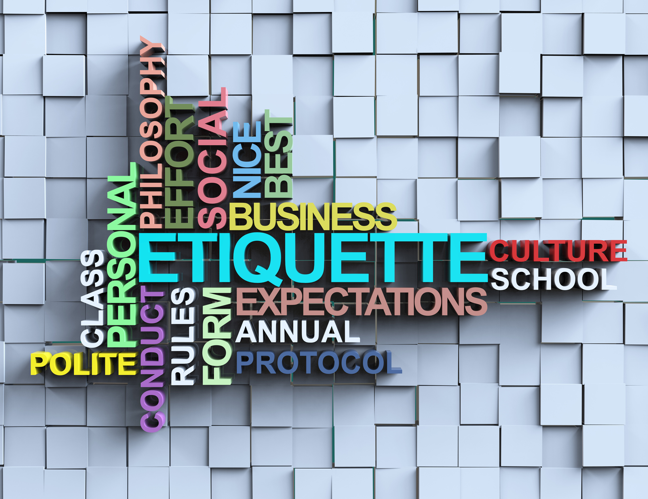 Etiquette 3d word on cubes